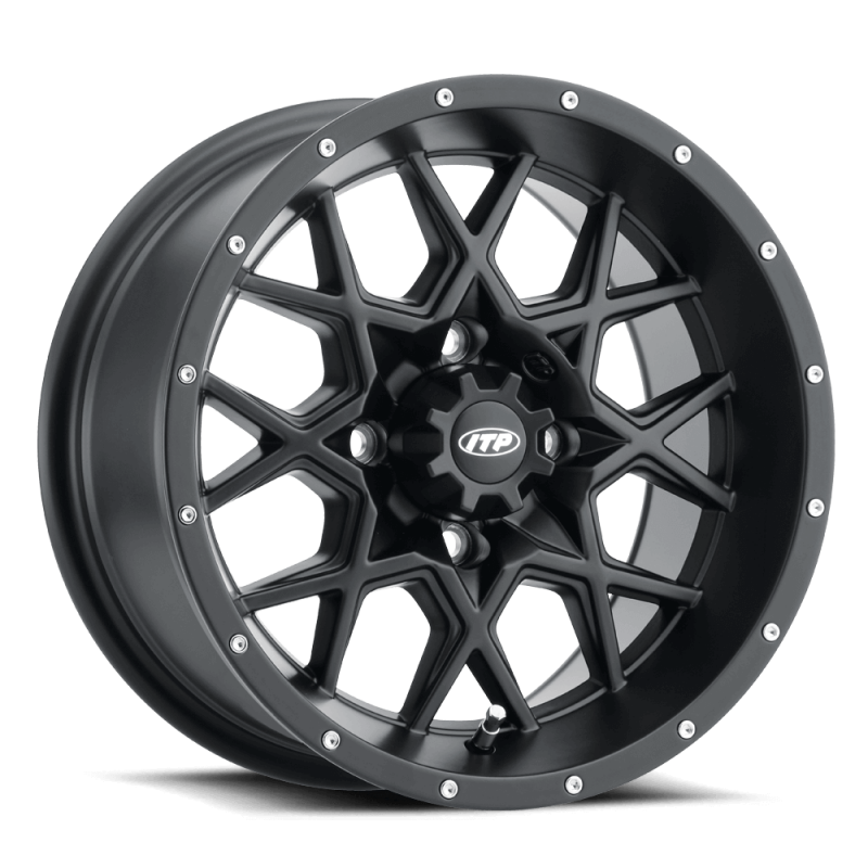 ITP Hurricane 14x7 / 4x110 BP / 2+5 Offset Matte Black Wheel