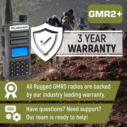 2 PACK - Rugged GMR2 PLUS GMRS and FRS Two Way Handheld Radios - Grey