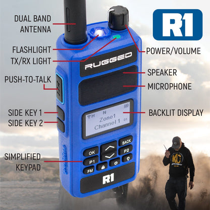 BUNDLE - R1 Handheld Radio with Long Range Antenna and High Capacity Battery