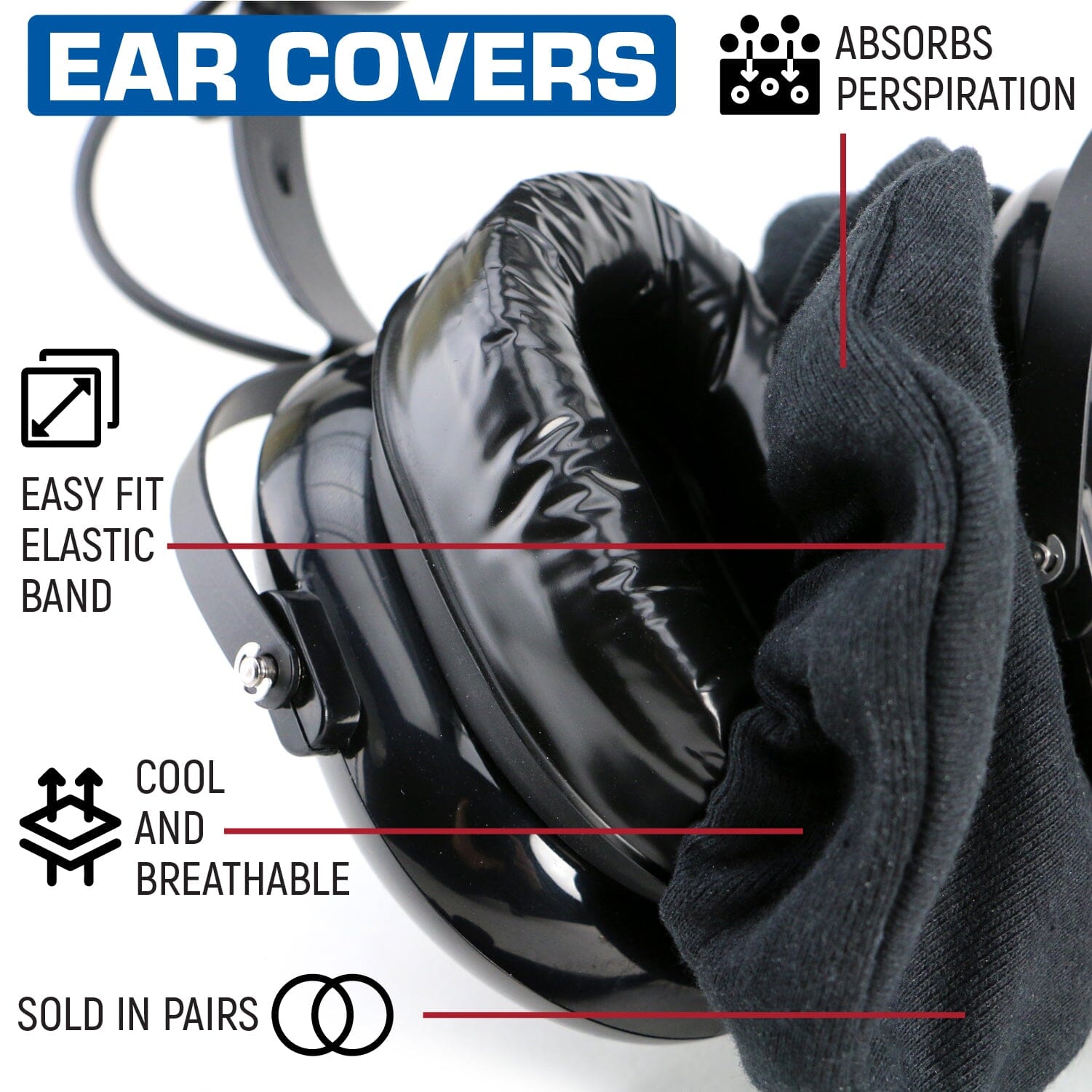 Washable cloth Ear Covers for headsets absorb persipiration and keep you cool and comfortable